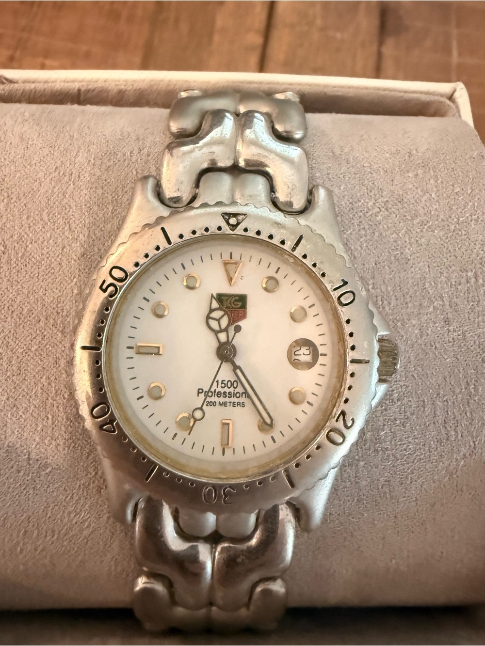 Tag Heuer Silver and White 1500 Professional Dive Watch